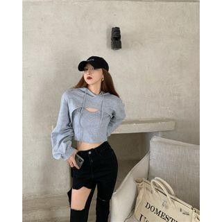 Cropped Hoodie / Plain Tank Top