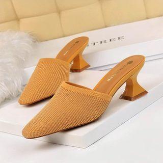 Kitten Heel Pvc Knit Mules