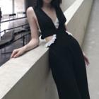 V-neck Cutout Sleeveless Jumpsuit