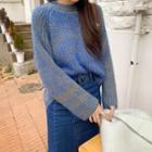 Raglan-sleeve Dip-back M Lange Sweater Sky Blue - One Size