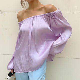 Cold Shoulder Long-sleeve Top Violet - One Size