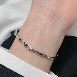 Irregular Sterling Silver Open Bangle S925 Sterling Silver - Silver - One Size