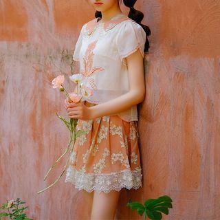Short-sleeve Floral Top / Skort