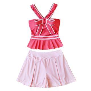 Set: Bow Accent Tankini Top + Swim Skirt