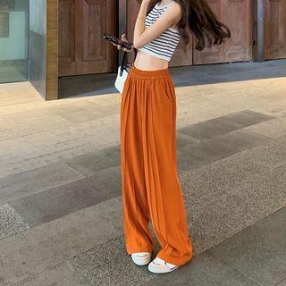 Mid-rise Plain Loose-fit Pants
