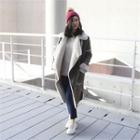 Open-front Faux-suede Long Jacket