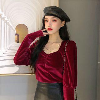 Lantern-sleeve Crisscross Blouse