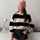 Round-neck Oversized Stripe Sweater