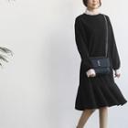 Lace-trim Ruffle-hem A-line Dress