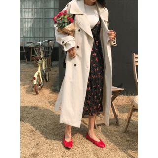 Dotted Floral Midi Pinafore Dress