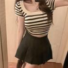 Short-sleeve Striped Top / Bodycon Dress