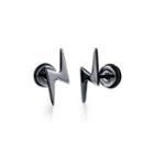 Simple And Fashion Plated Black Lightning 316l Stainless Steel Stud Earrings Black - One Size