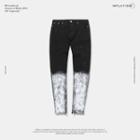 Zipper-hem Colorblock Skinny Jeans