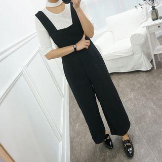 Squared-neck Wide-leg Jumper Pants