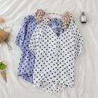 Polka-dot Short-sleeve V-neck Shirt