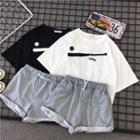 Set: Short-sleeve Baseball Print T-shirt + Shorts