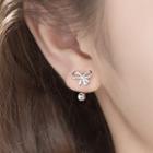 Bow Drop Earring 1 Pair - S925 Silver - Silver - One Size