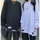 Couple Matching Long Sleeve Distressed T-shirt
