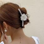Floral Freshwater Pearl Hair Claw White & Transparent - One Size