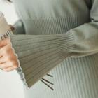 Flare-sleeve Midi Knit Dress