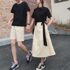 Couple Matching Short-sleeve T-shirt / Midi A-line Skirt / Shorts / Set