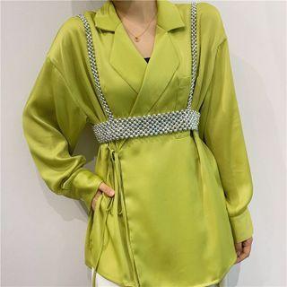 Bead Suspender Belt Silver - One Size