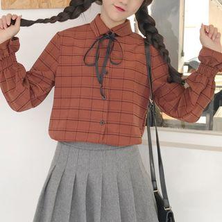 Tie-neck Check Shirt