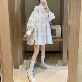 Lantern-sleeve Shift Dress / Lace Open Front Jacket