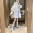 Lantern-sleeve Shift Dress / Lace Open Front Jacket