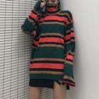 Long-sleeve Striped Long T-shirt Stripe - Multicolor - One Size
