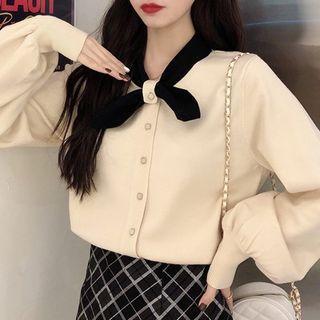 Bow-neck Button-up Jacket