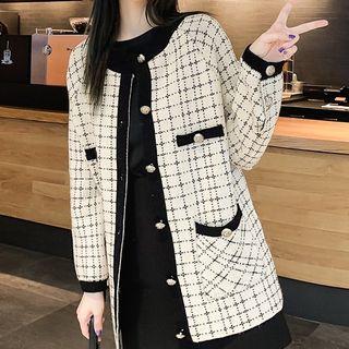 Plaid Ribbed Cardigan