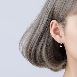 Cube Rhinestone Sterling Silver Dangle Earring 1 Pair - Silver - One Size