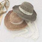 Lace Strap Foldable Straw Hat