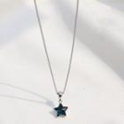 925 Sterling Silver Star Pendant Necklace Blue - One Size