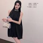 Sleeveless Mock-neck Mini Dress Black - One Size