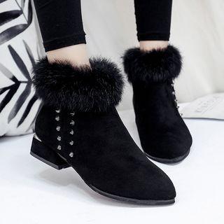 Studded Furry Short Boots