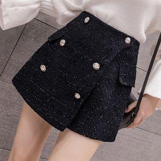 Button Detail Tweed Skort