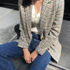 Single-breasted Check Jacket Beige - One Size