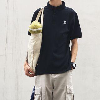 Skull Embroidered Short-sleeve Polo Top