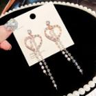 Beaded Drop Earring A238 - Silver - 1 Pair - Cut Out - Love Heart & Faux Pearl - One Size