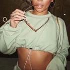 Drawcord Cropped Pullover Green - One Size