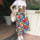Short-sleeve T-shirt / Floral Midi Jumper Dress