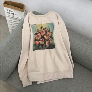 Floral Print Sweatshirt Cream Almond - One Size