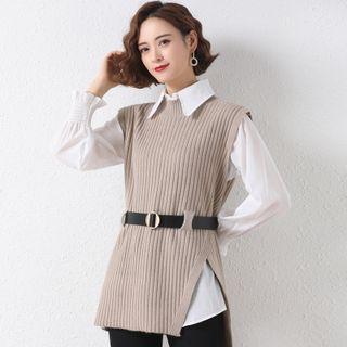 Slit Ribbed Sweater Vest