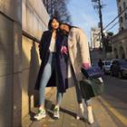 Open-front Faux-shearing Midi Coat In 3 Colors