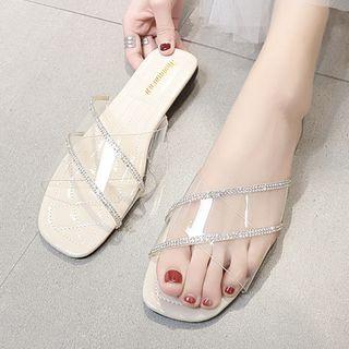 Rhinestone Accent Clear Band Sandals