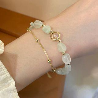 Irregular Faux Gemstone Alloy Bracelet Bracelet - Light Green - One Size
