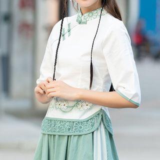 Traditional Chinese Elbow-sleeve Embroidered Top