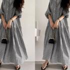 Baggy Gingham Shirtdress Black - One Size